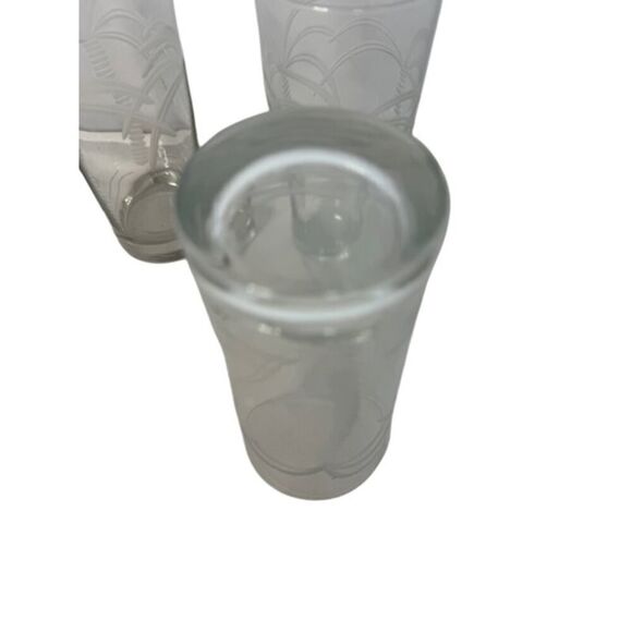 Rolf Glass PALM TREE Etched Cooler Highball Glasses Tumblers Tropical - Set of 4 - Picture 6 of 6